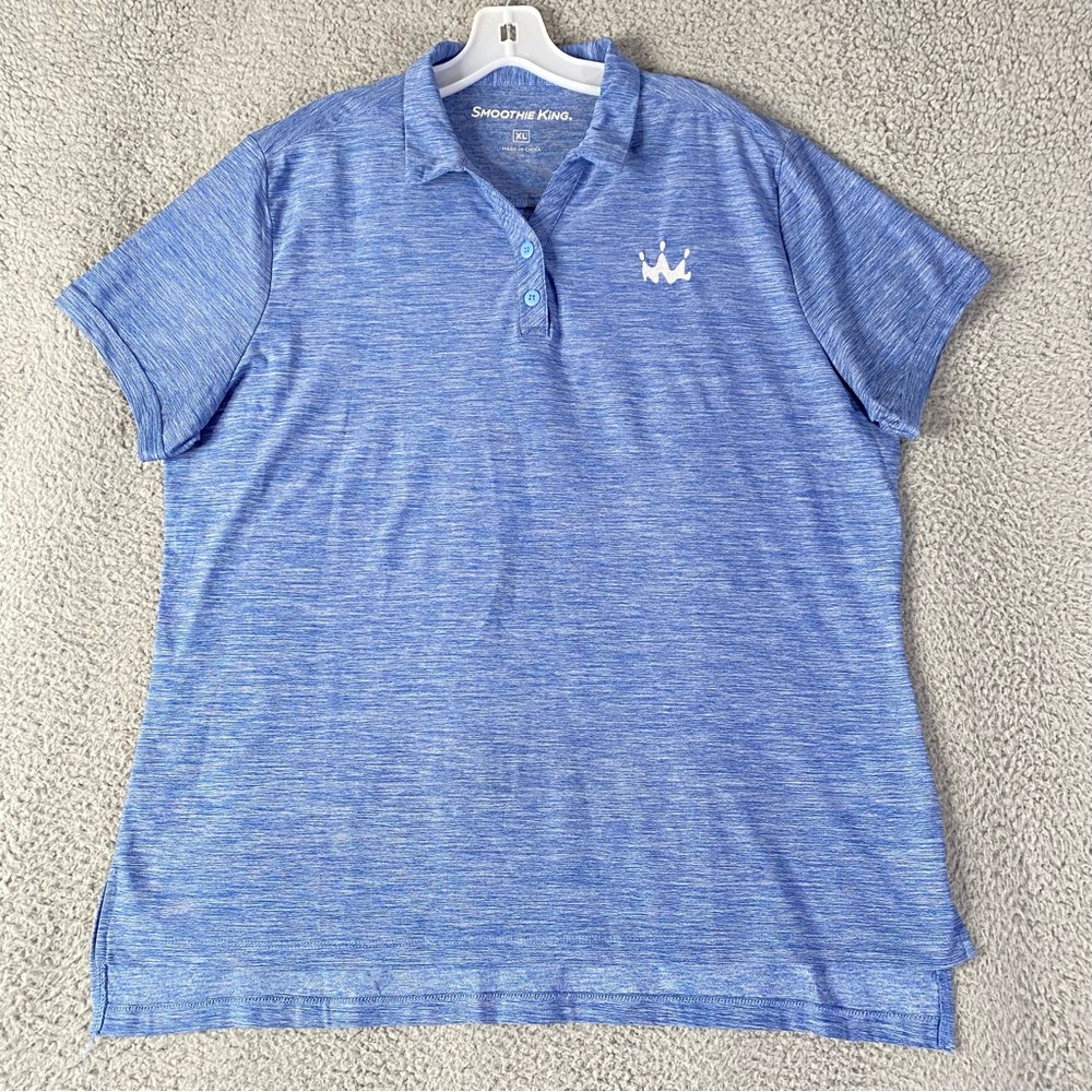 Smoothie King Polo Shirt Womens XL Blue Short Sleeve Employee Uniform Work Golf